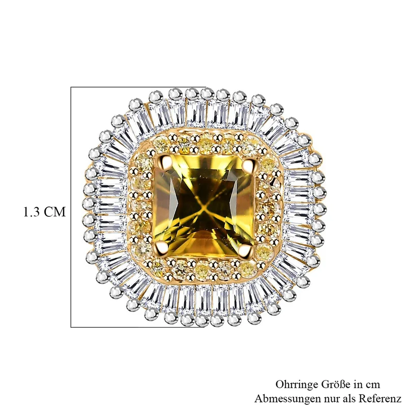AAA Gelber Saphir, Weißer Diamant Ohrringe, AGI zertifiziert und geprüft, 585 Gelb Gold (10-15 Werktage Lieferzeit) ca. 2.44 ct