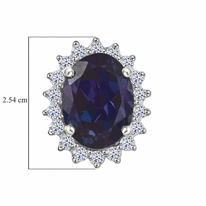LUXURIANT(10-15 Werktage Lieferzeit) 3,88 ct. AGI zertifizierte und geprüfte AAA Labor Alexandrit und Labor Diamant Ohrringe in 417 Weißgold