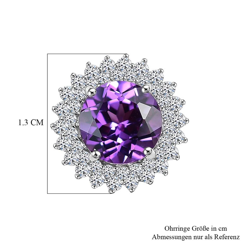 LUXURIANT(10-15 Werktage Lieferzeit) 4,18 ct. AGI zertifizierte und geprüfte AAA Labor lila Saphir und Labor Diamant Ohrringe in 417 Weißgold