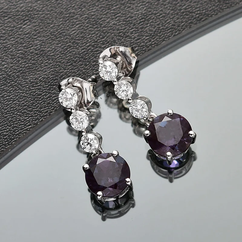 LUXURIANT 3,93 ct. AGI zertifizierte und geprüfte AAA Labor Alexandrit und SI-GH Labor Diamant Ohrringe in 417 Weißgold