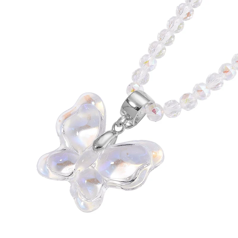 2er Set - Weißer Magie Anhänger mit Kette ca. 60 cm+ 5 cm Extender, Farbe Kristall