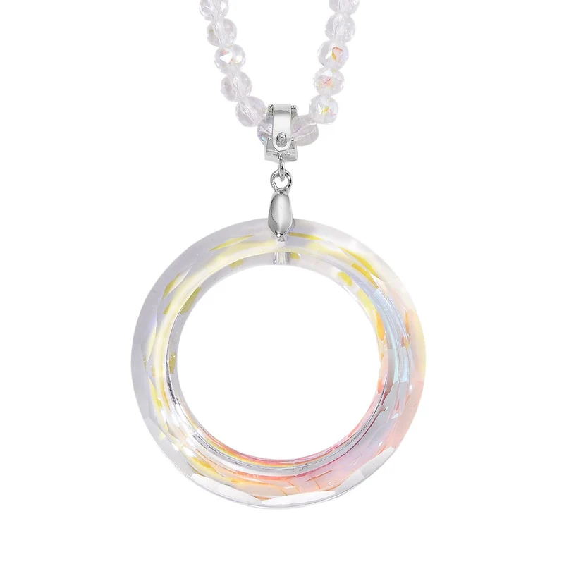 2er Set - Weißer Anhänger mit Kette ca. 60 cm + 5 cm Extender, Magie Farbe Kristall