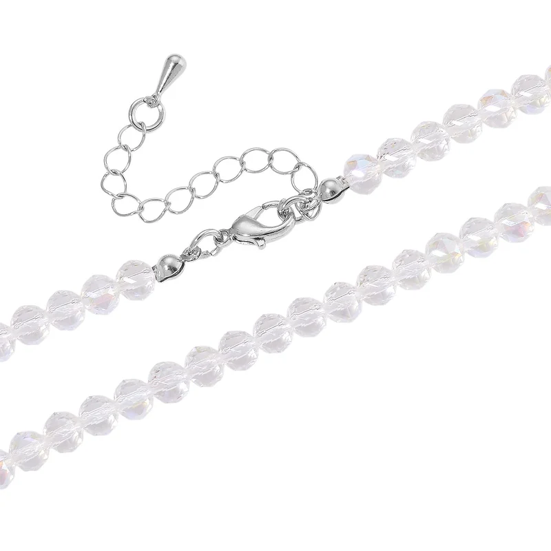 2er Set - Weißer Anhänger mit Kette ca. 60 cm + 5 cm Extender, Magie Farbe Kristall