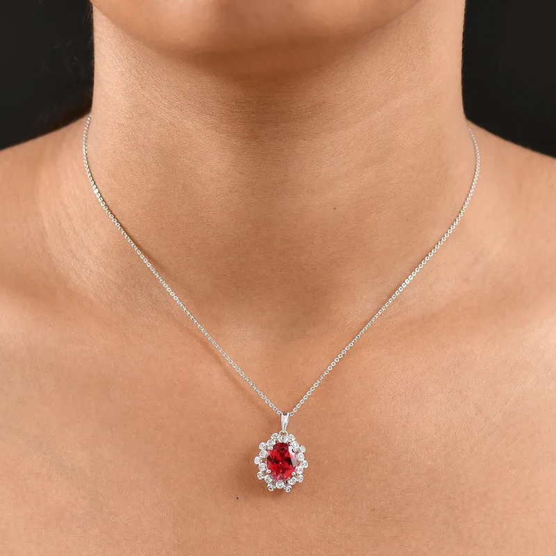 D'joy Lab Grown Padparadscha-Saphir, Weißer Zirkon Schmuckset ca. 50 cm 925 Silber rhodiniert ca. 4.02 ct