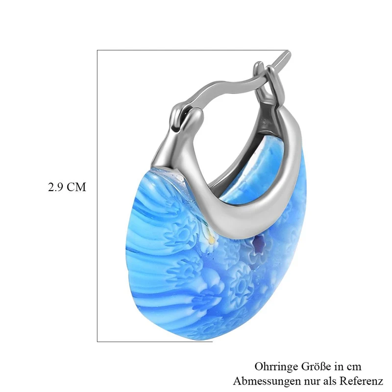 Mehrfarbige Huggie-Ohrringe im Murano-Stil, Edelstahl
