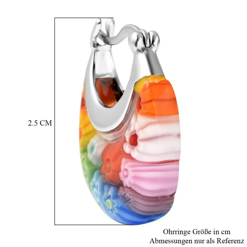 Mehrfarbige Huggie-Ohrringe im Murano-Stil, Edelstahl