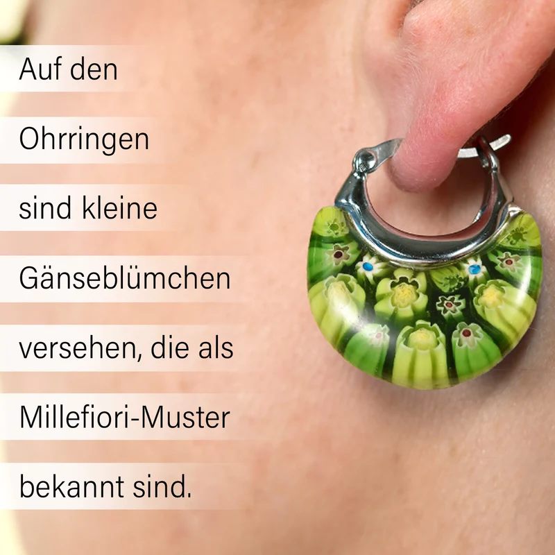 Mehrfarbige Huggie-Ohrringe im Murano-Stil, Edelstahl