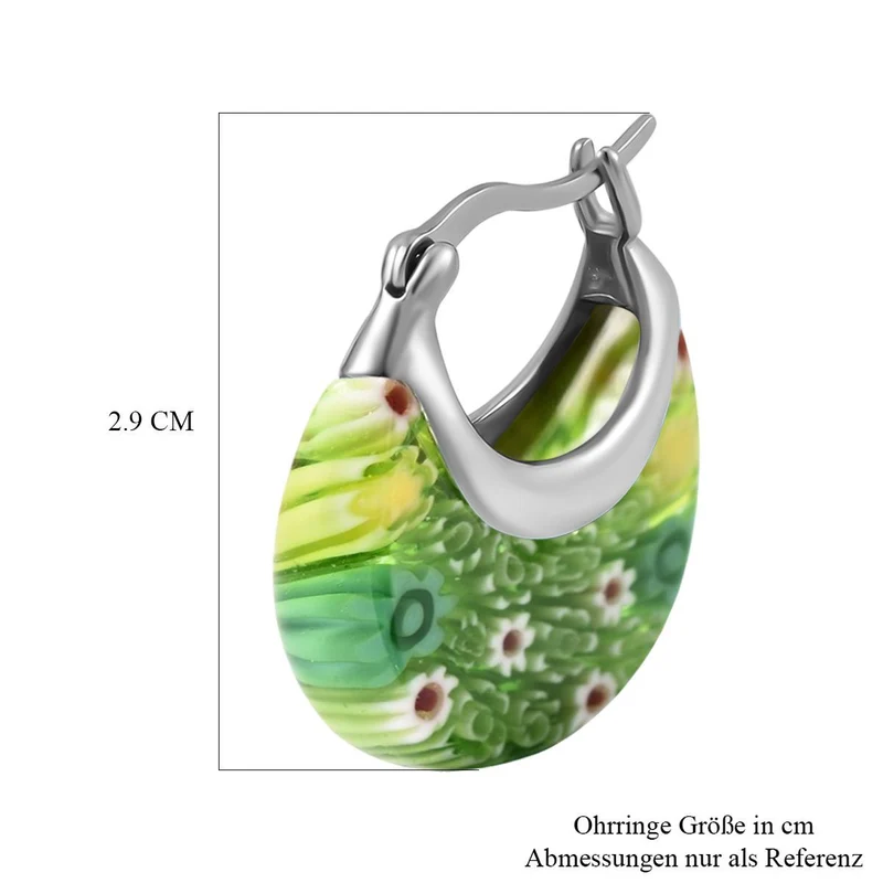 Mehrfarbige Huggie-Ohrringe im Murano-Stil, Edelstahl
