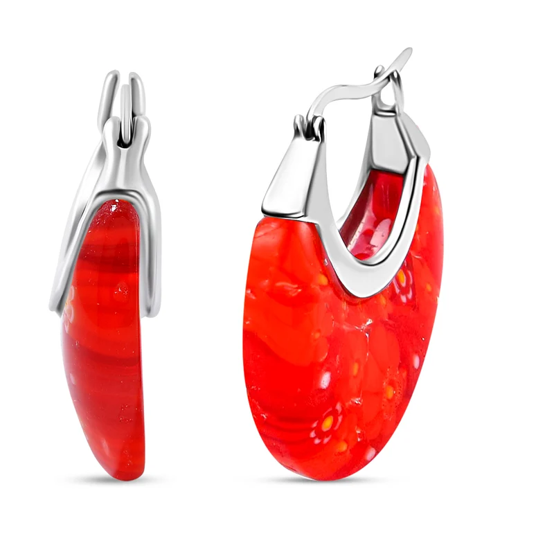 Mehrfarbige Huggie-Ohrringe im Murano-Stil, Edelstahl