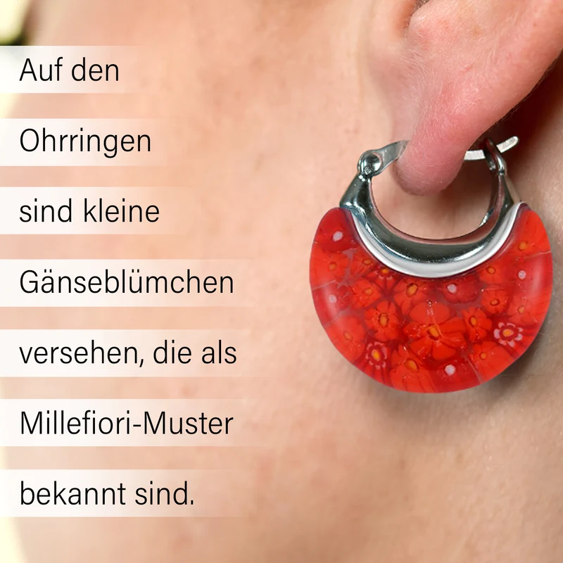 Mehrfarbige Huggie-Ohrringe im Murano-Stil, Edelstahl