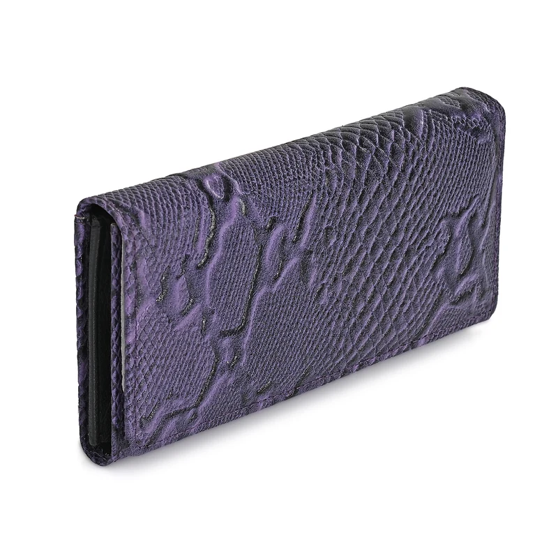 LA MAREY Geldbörse aus Leder mit RFID Schutz und Python Prägung, 18,4 x 10,2 cm, Cremeweiß