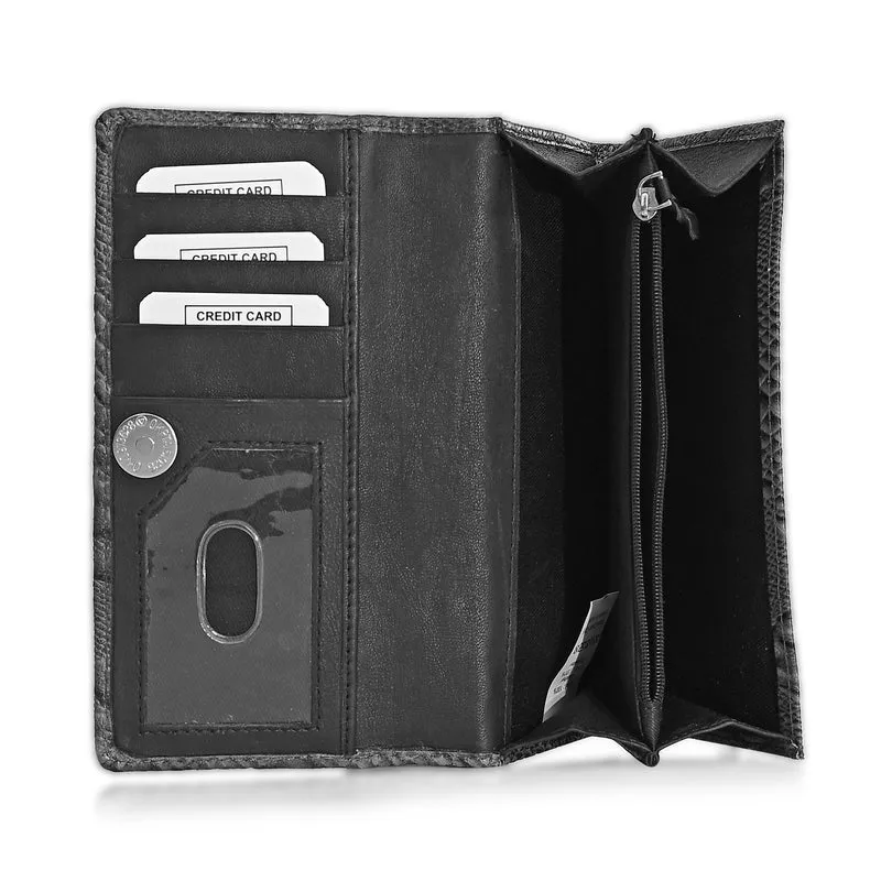 LA MAREY Geldbörse aus Leder mit RFID Schutz und Python Prägung, 18,4 x 10,2 cm, Cremeweiß