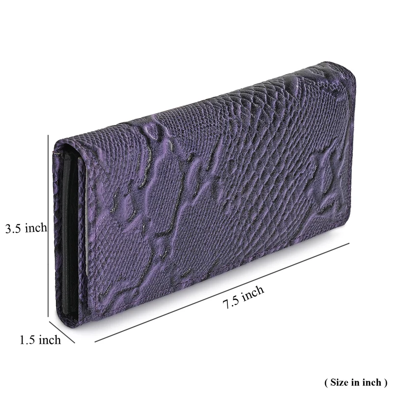 LA MAREY Geldbörse aus Leder mit RFID Schutz und Python Prägung, 18,4 x 10,2 cm, Cremeweiß