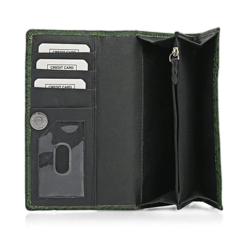 LA MAREY Geldbörse aus Leder mit RFID Schutz und Python Prägung, 18,4 x 10,2 cm, Cremeweiß