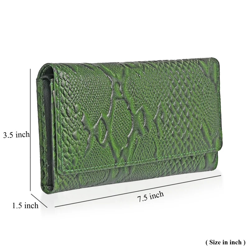 LA MAREY Geldbörse aus Leder mit RFID Schutz und Python Prägung, 18,4 x 10,2 cm, Cremeweiß