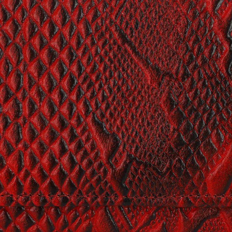 Geldbörse aus Leder mit RFID Schutz und Python Prägung, 18,4 x 10,2 cm, Rot