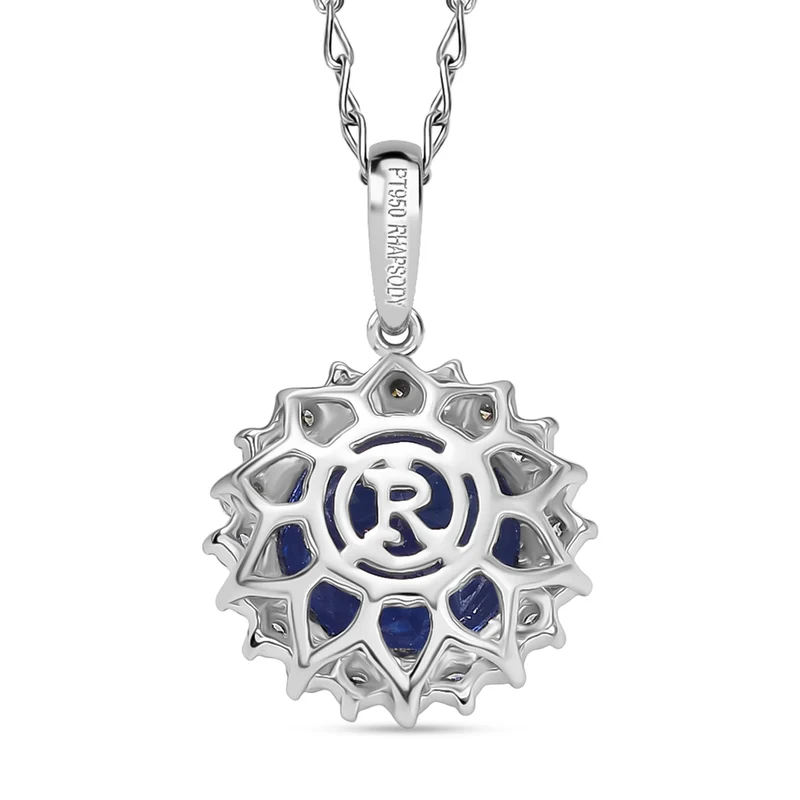 Rhapsody AAAA Tansanit, Weißer Diamant AGI zertifiziert Schmuckset (10-15 Werktage Lieferzeit) ca. 50 cm 950 Platin ca. 1.69 ct