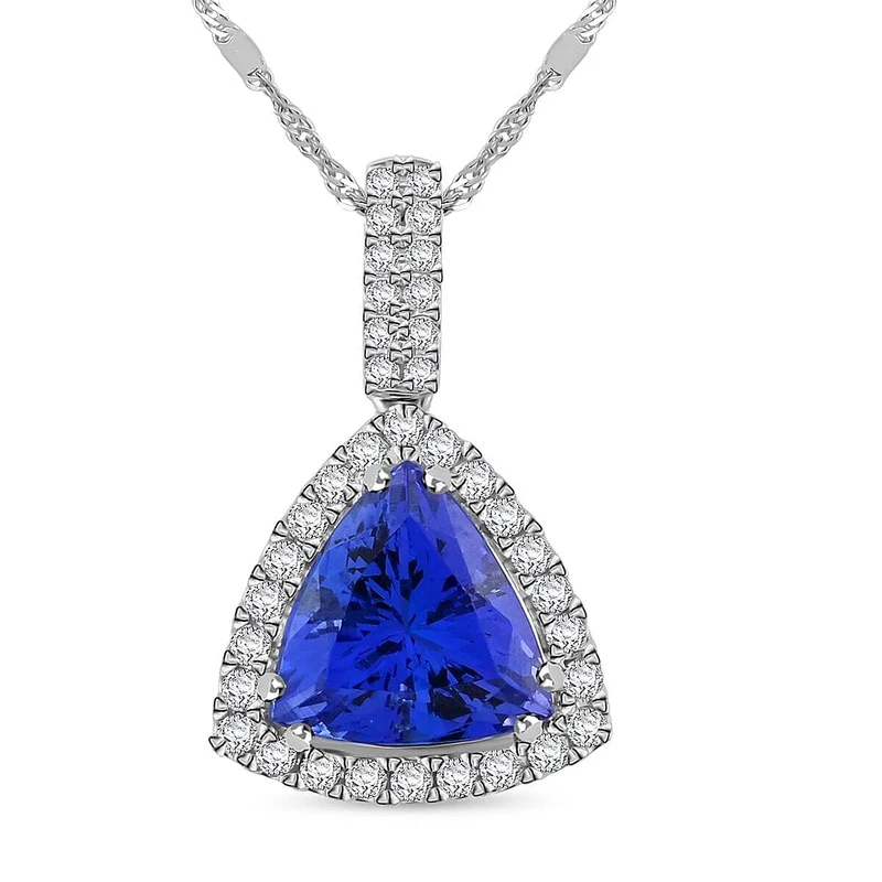 Rhapsody AAAA Tansanit, Weißer Diamant AGI zertifiziert Schmuckset 950 Platin (10-15 Werktage Lieferzeit) ca. 4.05 ct