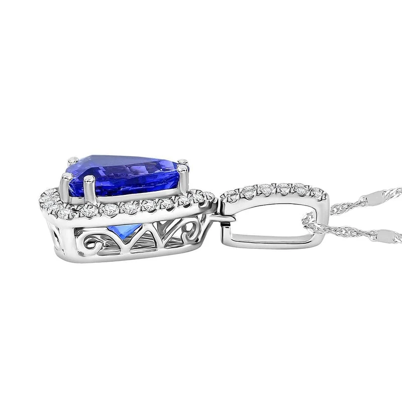 Rhapsody AAAA Tansanit, Weißer Diamant AGI zertifiziert Schmuckset 950 Platin (10-15 Werktage Lieferzeit) ca. 4.05 ct
