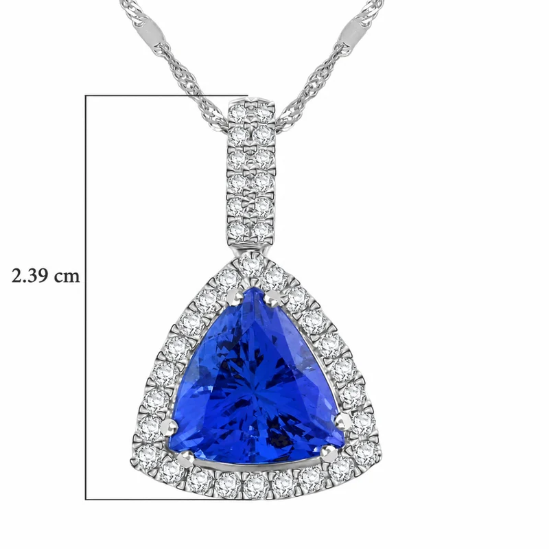 Rhapsody AAAA Tansanit, Weißer Diamant AGI zertifiziert Schmuckset 950 Platin (10-15 Werktage Lieferzeit) ca. 4.05 ct
