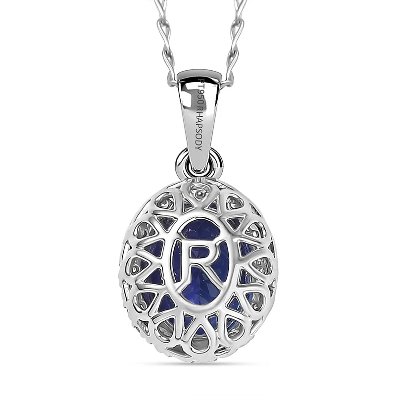 Rhapsody AAAA Tansanit, Weißer Diamant AGI zertifiziert Schmuckset (10-15 Werktage Lieferzeit) ca. 50 cm 950 Platin ca. 3.04 ct