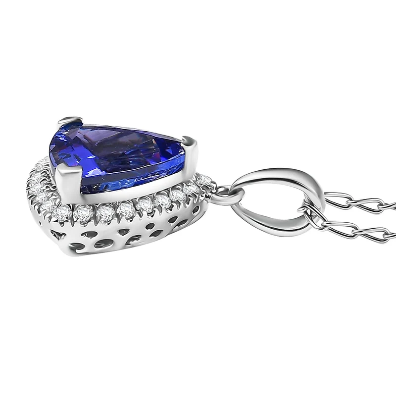Rhapsody AAAA Tansanit, Weißer Diamant AGI zertifiziert Schmuckset (5-10 Werktage Lieferzeit) ca. 50 cm 950 Platin ca. 3.17 ct