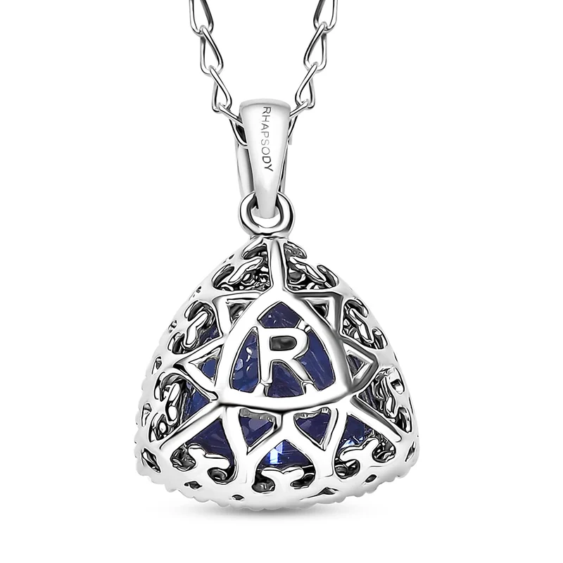 Rhapsody AAAA Tansanit, Weißer Diamant AGI zertifiziert Schmuckset (5-10 Werktage Lieferzeit) ca. 50 cm 950 Platin ca. 3.17 ct