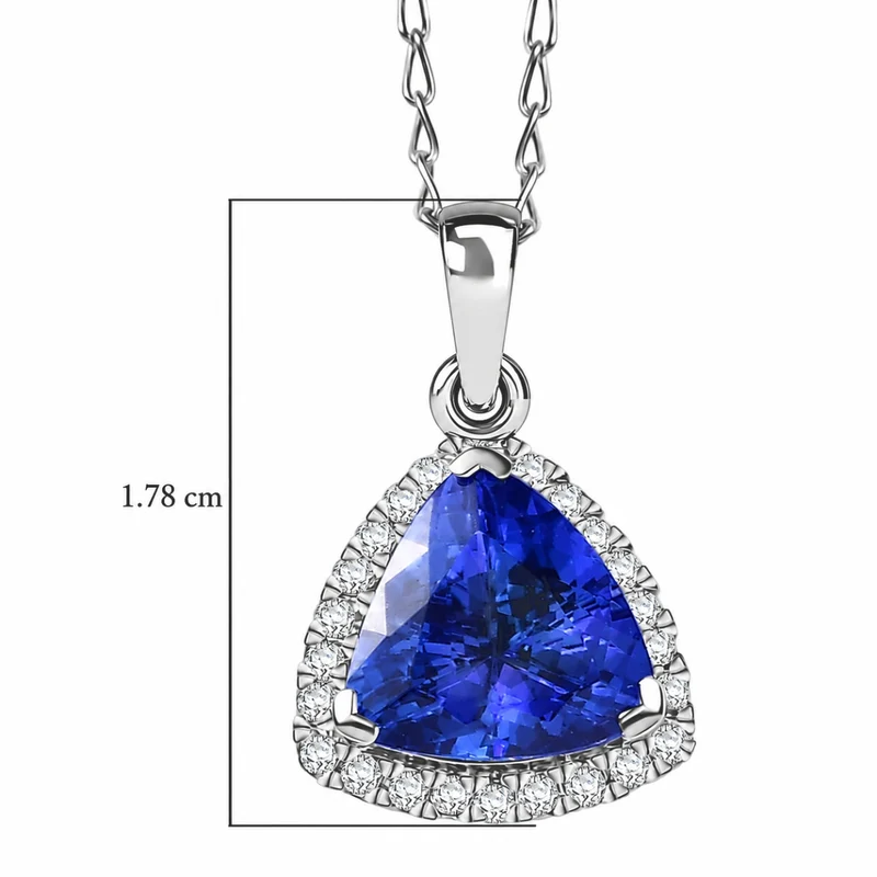 Rhapsody AAAA Tansanit, Weißer Diamant AGI zertifiziert Schmuckset (5-10 Werktage Lieferzeit) ca. 50 cm 950 Platin ca. 3.17 ct