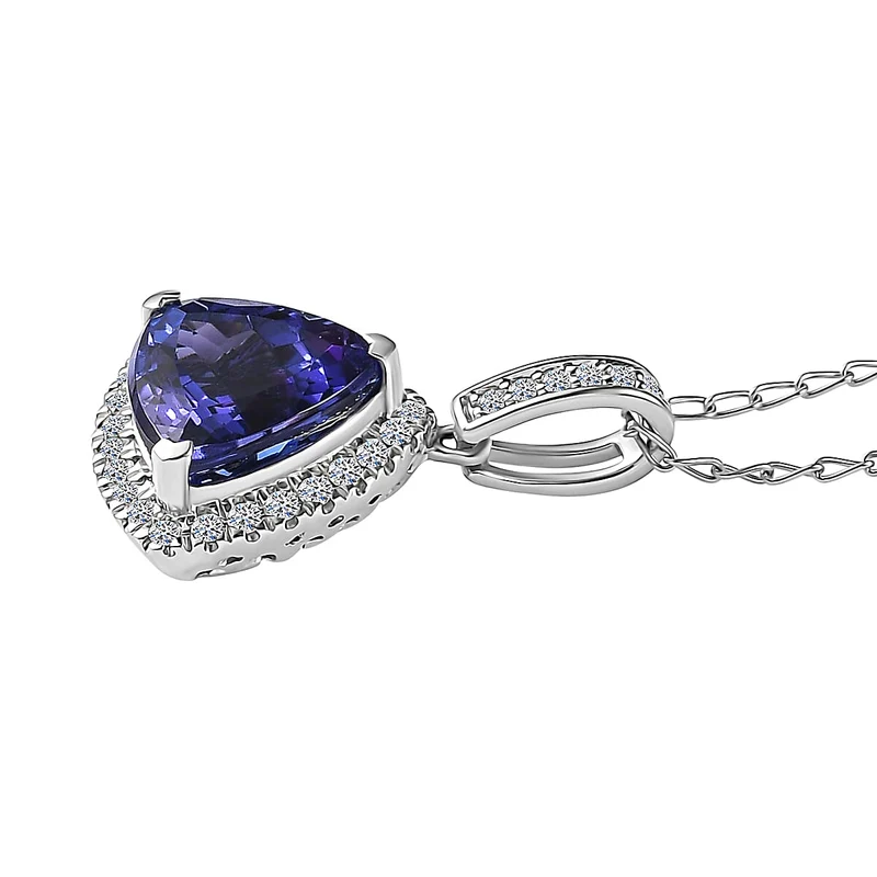 Rhapsody AAAA Tansanit, Weißer Diamant AGI zertifiziert Schmuckset ca. 50 cm 950 Platin ca. 3.91 ct (9-14 Werktage Lieferzeit)