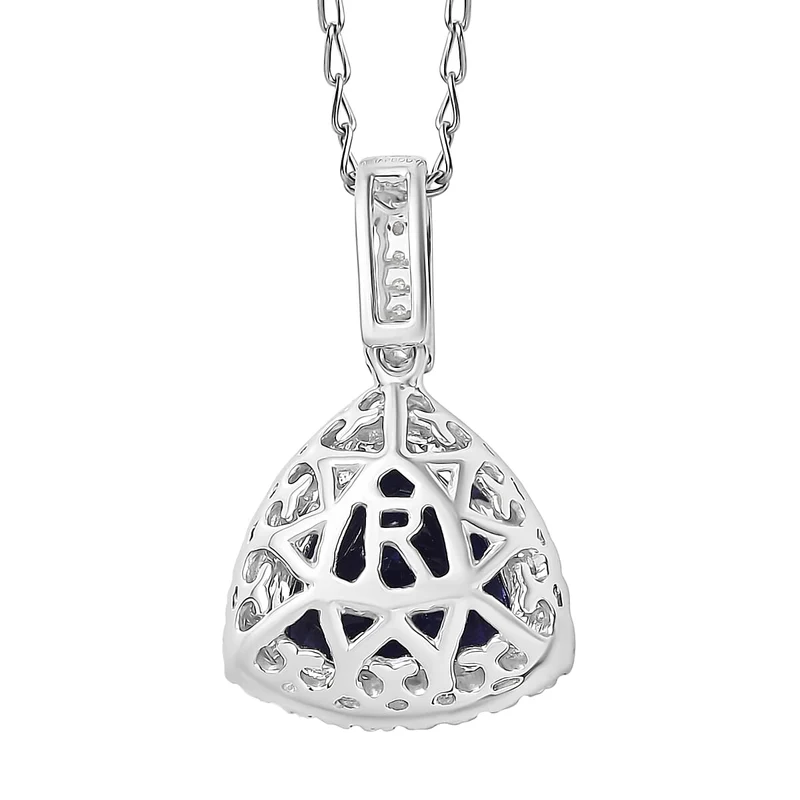 Rhapsody AAAA Tansanit, Weißer Diamant AGI zertifiziert Schmuckset ca. 50 cm 950 Platin ca. 3.91 ct (9-14 Werktage Lieferzeit)