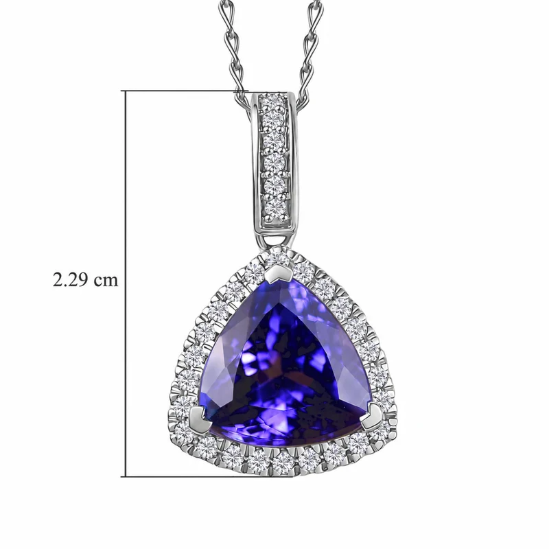 Rhapsody AAAA Tansanit, Weißer Diamant AGI zertifiziert Schmuckset ca. 50 cm 950 Platin ca. 3.91 ct (9-14 Werktage Lieferzeit)