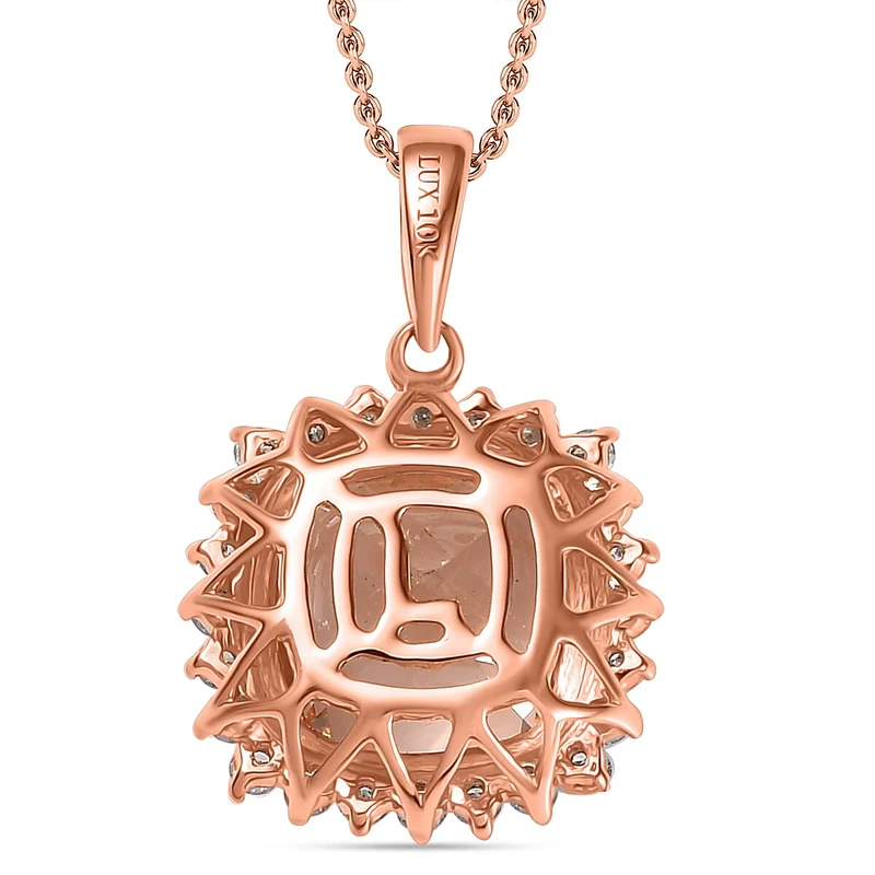 LUXORO AAA Morganit, Weißer Diamant AGI zertifiziert Schmuckset (10-15 Werktage Lieferzeit) ca. 50 cm 417 Gold ca. 4.05 ct