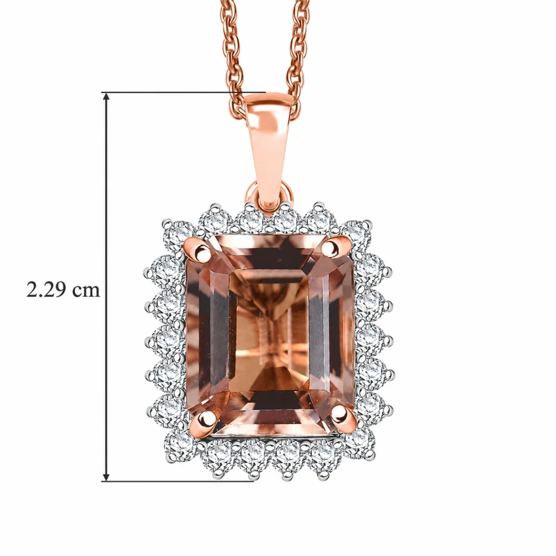 LUXORO AAA Morganit, Weißer Diamant Schmuckset (10-15 Werktage Lieferzeit) ca. 50 cm 417 Gold ca. 6.95 ct