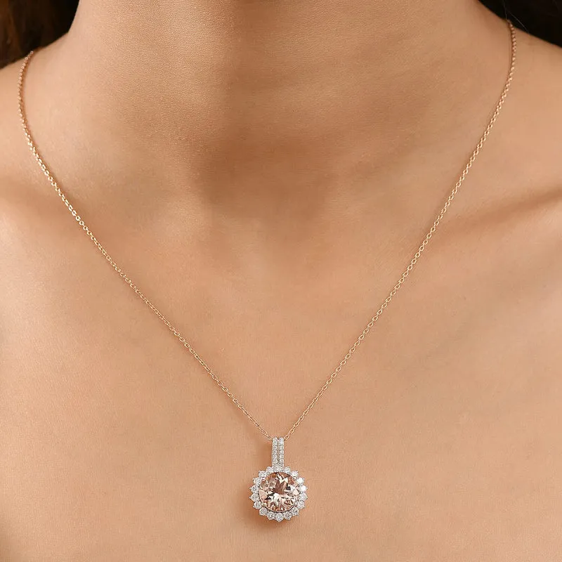 LUXORO AAA Morganit, Weißer Diamant AGI zertifiziert Schmuckset (10-15 Werktage Lieferzeit) ca. 50 cm 417 Gold ca. 4.24 ct