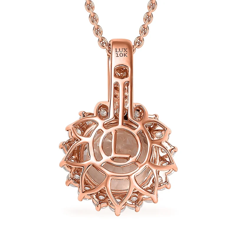 LUXORO AAA Morganit, Weißer Diamant AGI zertifiziert Schmuckset (10-15 Werktage Lieferzeit) ca. 50 cm 417 Gold ca. 4.24 ct
