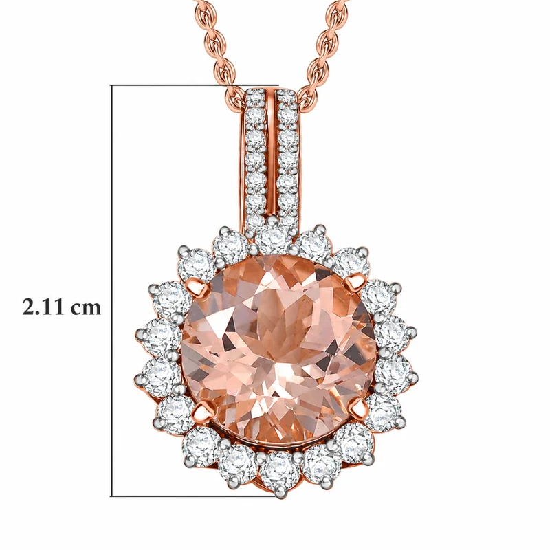 LUXORO AAA Morganit, Weißer Diamant AGI zertifiziert Schmuckset (10-15 Werktage Lieferzeit) ca. 50 cm 417 Gold ca. 4.24 ct