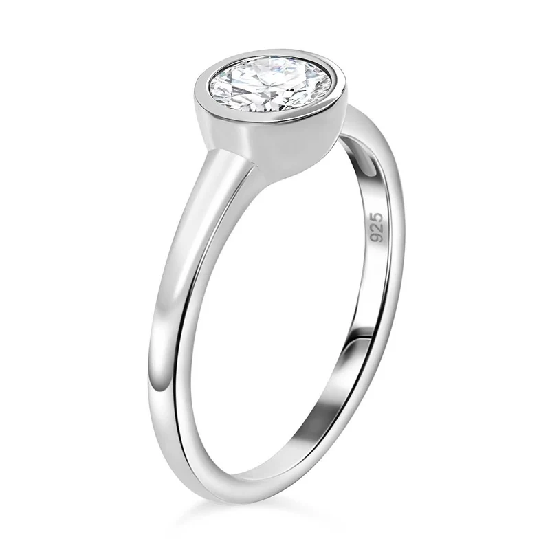 2er Set - Moissanit Ring und Anhänger, 925 Silber platiniert (Größe 19.00) ca. 1.50 ct