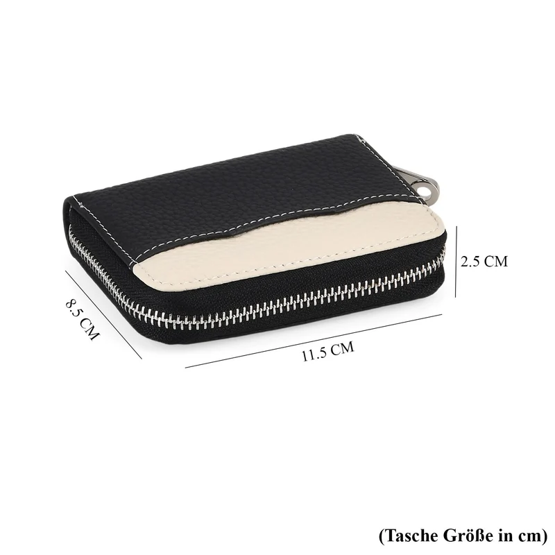 Echtleder Geldbörse mit RFID Schutz 11.5 x 8.5 x 2.5 cm Schwarz