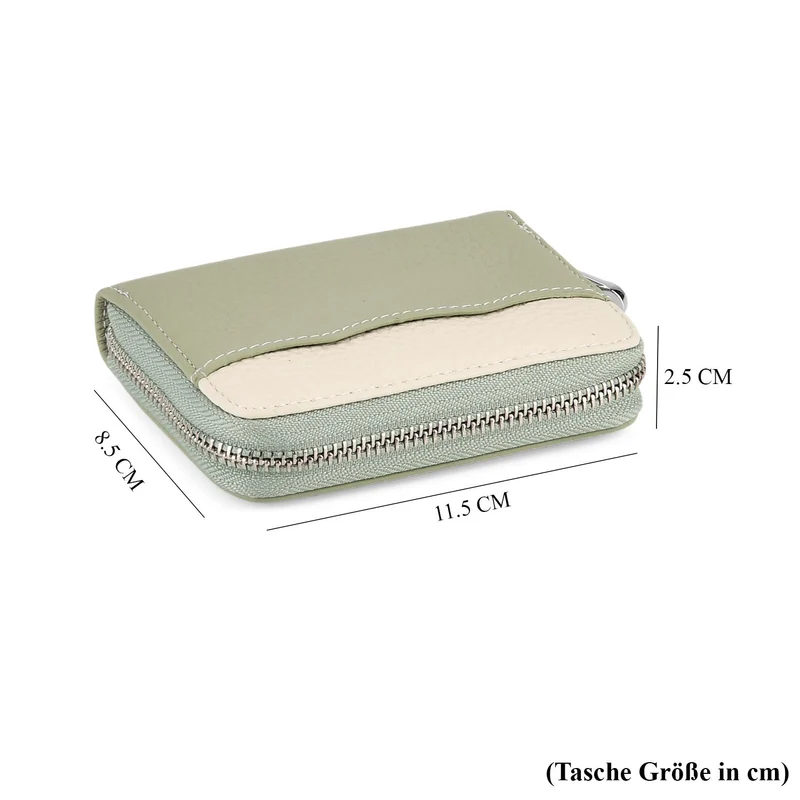 Echtleder Geldbörse mit RFID Schutz 11.5 x 8.5 x 2.5 cm Schwarz