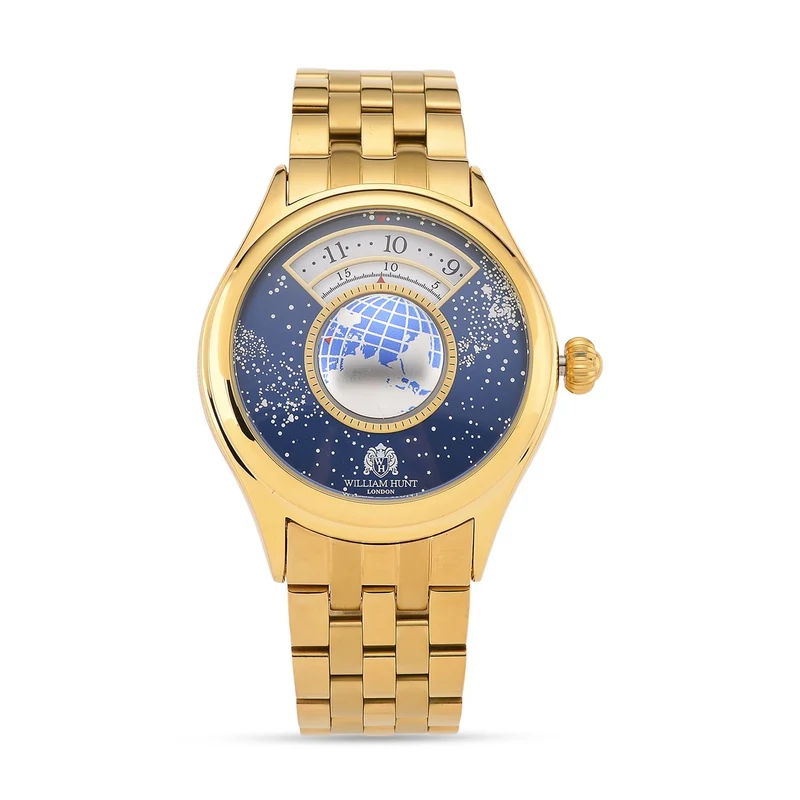 WILLIAM HUNT - Automatik Armbanduhr mit mechanischem Uhrwerk Sternenhimmel Zifferblatt, 316L Edelstahl, Silber