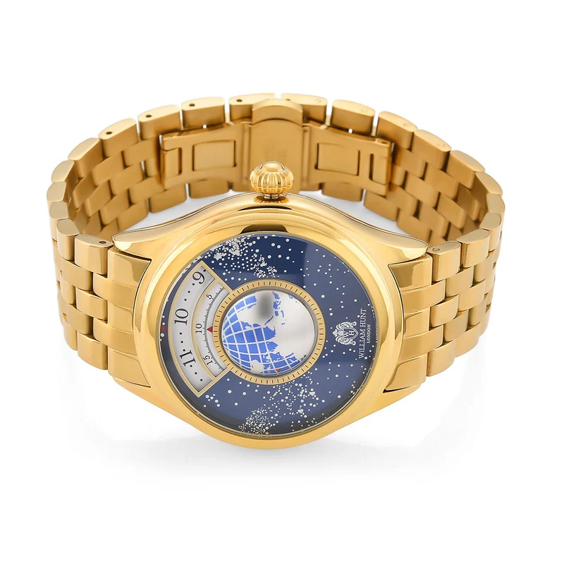 WILLIAM HUNT - Automatik Armbanduhr mit mechanischem Uhrwerk Sternenhimmel Zifferblatt, 316L Edelstahl, Silber