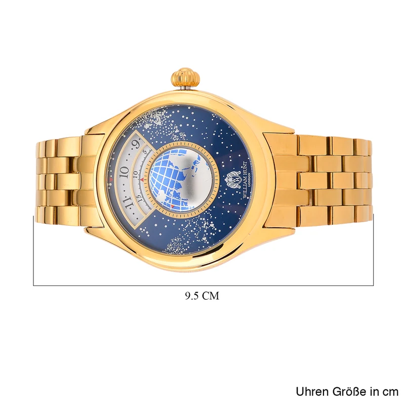 WILLIAM HUNT - Automatik Armbanduhr mit mechanischem Uhrwerk Sternenhimmel Zifferblatt, 316L Edelstahl, Silber