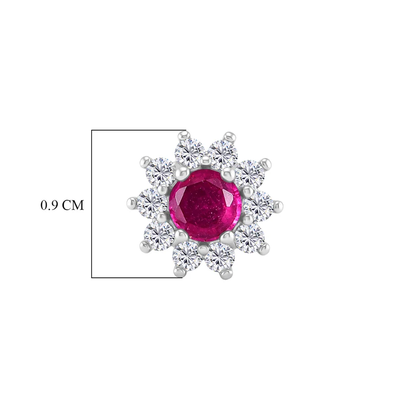 Afrikanischer Rubin (Fissure gefüllt), Weißer Zirkon Ohrringe 925 Silber Platiniert ca. 1.44 ct