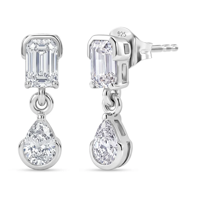 D'Joy Moissanit Ohrringe 925 Silber Platiniert ca. 1.92 ct