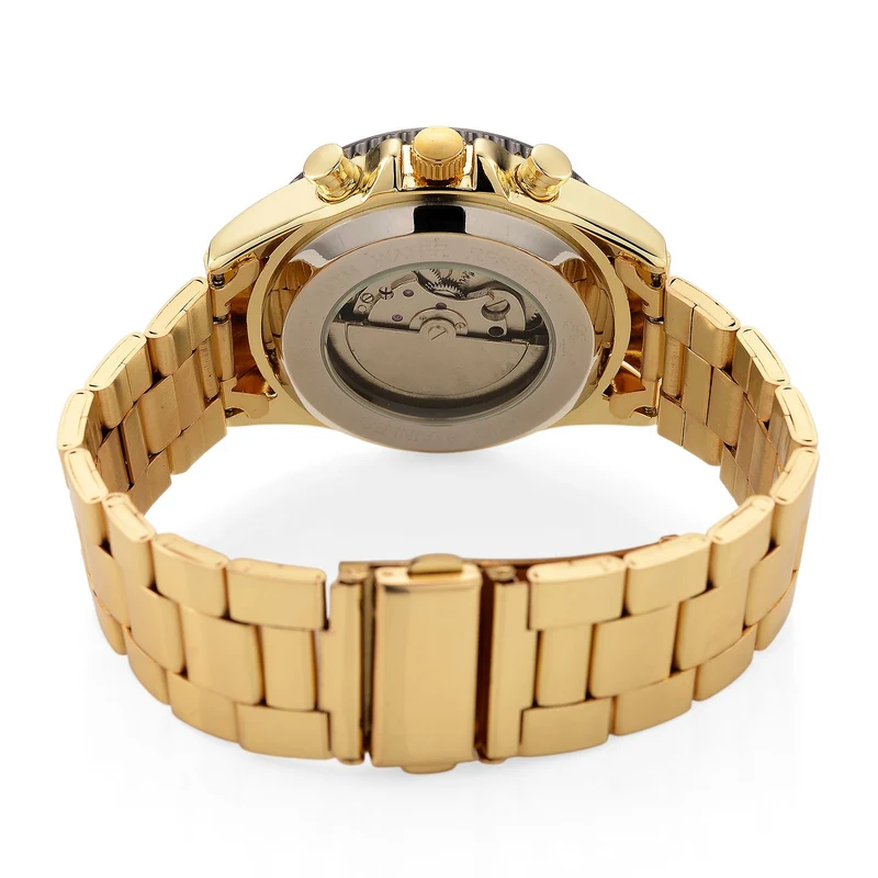 GENOA TIME - Bicolor-Armbanduhr, Reiner Edelstahl, silber-goldfarben, Automatik, 3 ATM wasserdicht