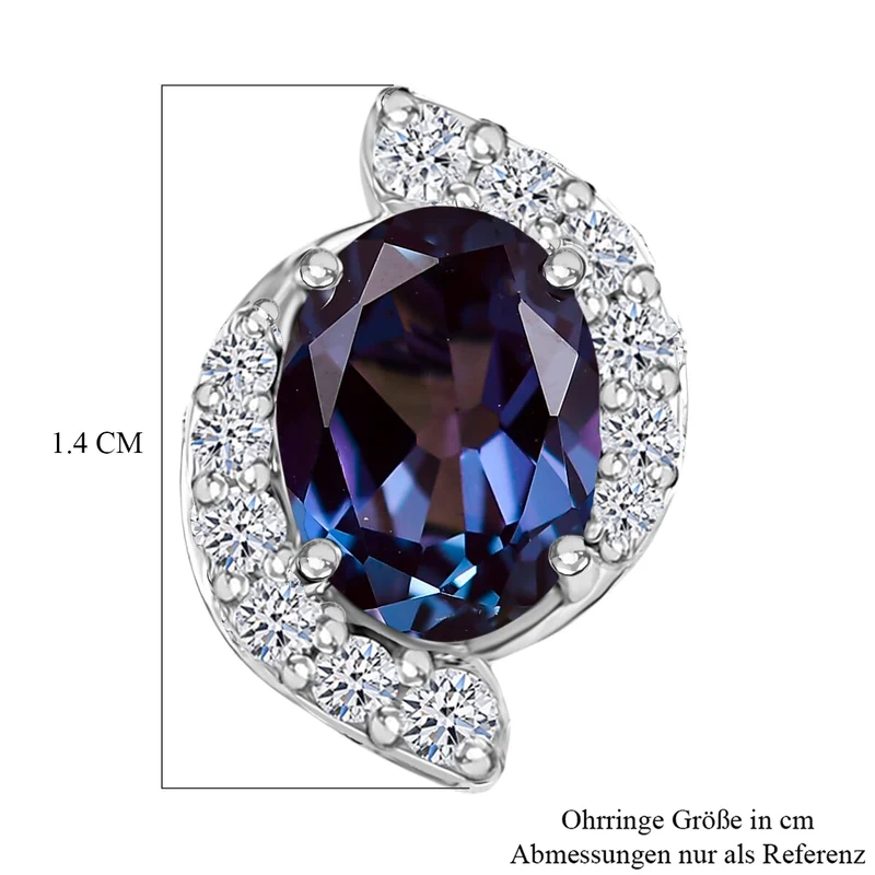 LUXURIANT(10-15 Werktage Lieferzeit) 3,94 ct. AGI zertifizierte und geprüfte AAA Labor Alexandrit und Labor Diamant Ohrringe in 417 Weißgold
