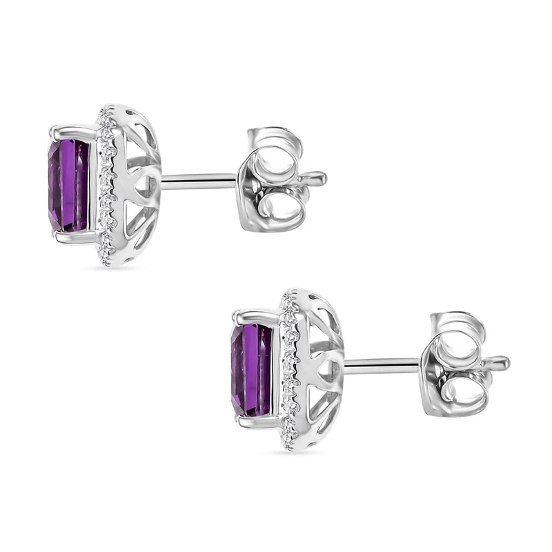 LUXURIANT(10-15 Werktage Lieferzeit) 5,05 ct. AGI zertifizierte und geprüfte AAA Labor lila Saphir und Labor Diamant Ohrringe in 417 Weißgold
