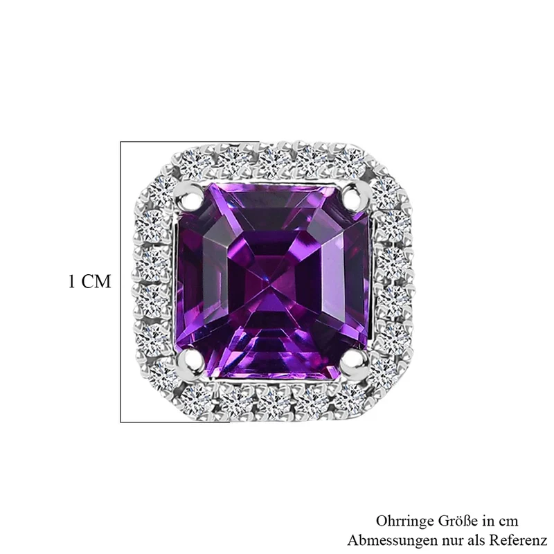 LUXURIANT(10-15 Werktage Lieferzeit) 5,05 ct. AGI zertifizierte und geprüfte AAA Labor lila Saphir und Labor Diamant Ohrringe in 417 Weißgold