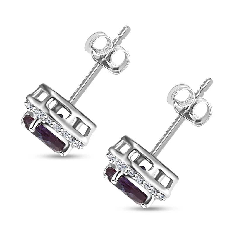 LUXURIANT(10-15 Werktage Lieferzeit) 3,41 ct. AGI zertifizierte und und geprüfte AAA Labor Alexandrit und Labor Diamant Ohrringe in 417 Weißgold
