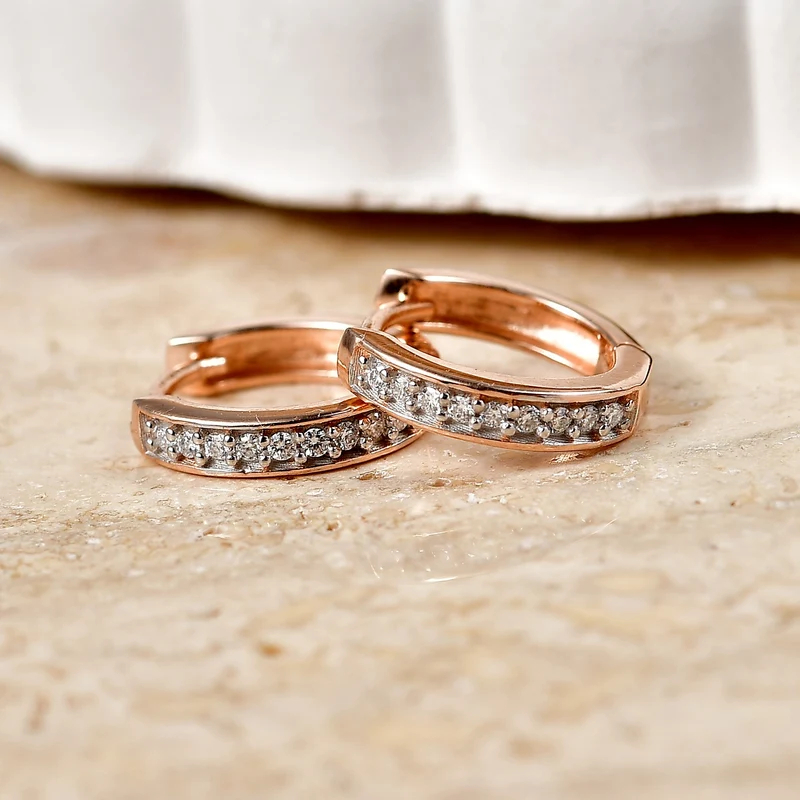 Moissanit Ohrringe 925 Silber 750 Rosévergoldet ca. 0.18 ct